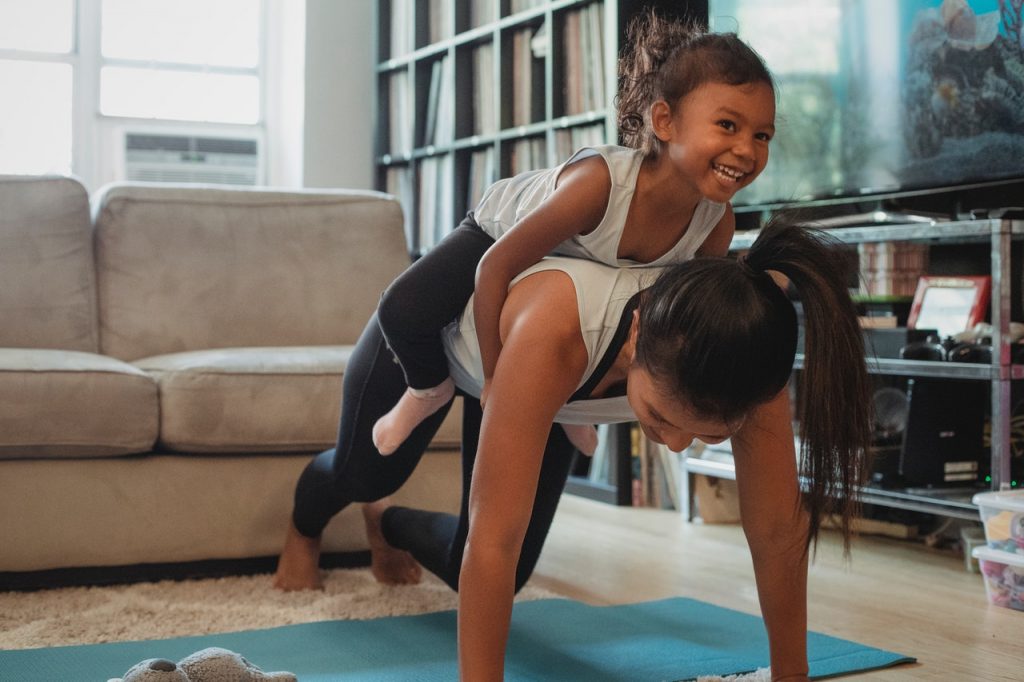 A person is exercising at home