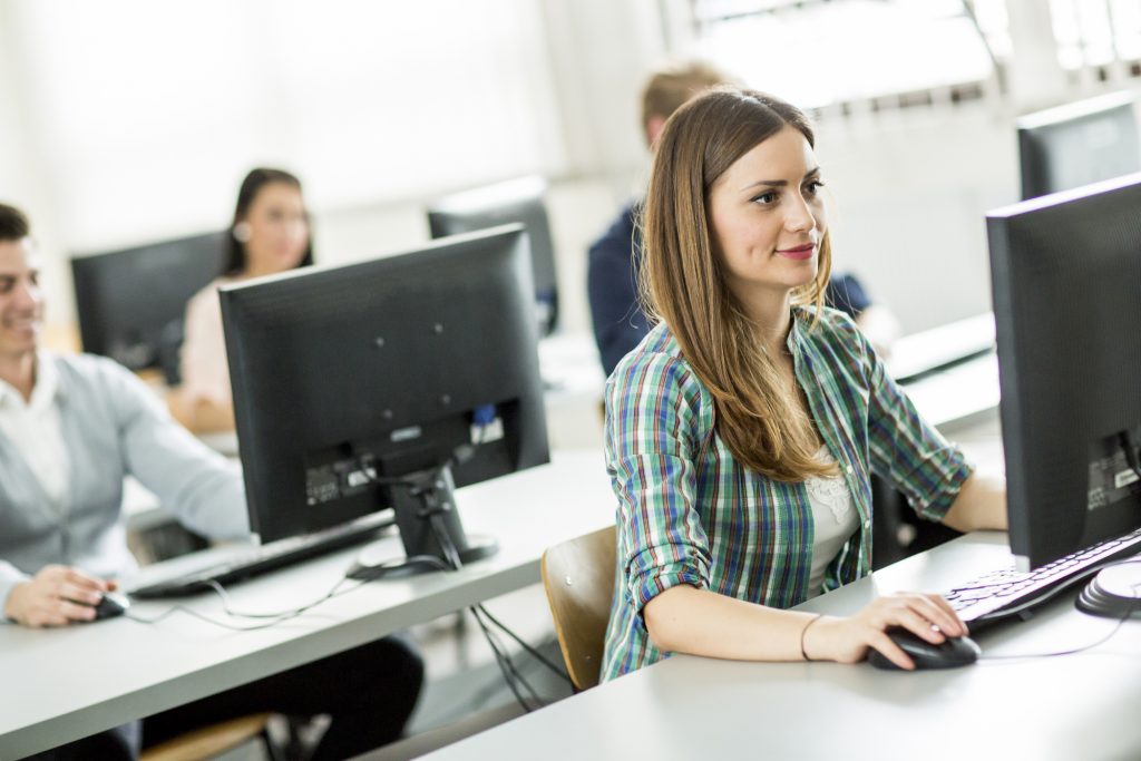 A person is engaging in training on the computer