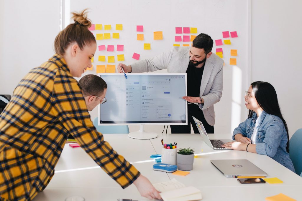 Multiple people involved in a collaborative meeting.