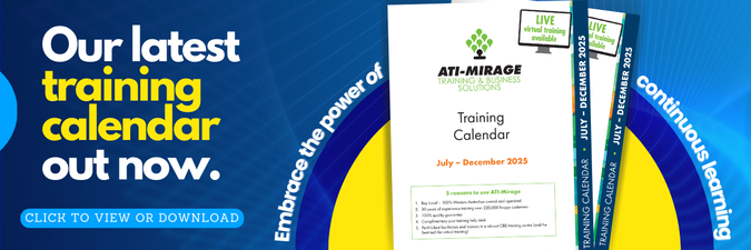 ATI-Mirage's July to December 2025 training calendar cover.