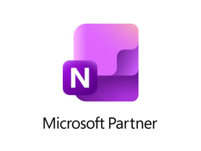 Microsoft OneNote new logo with Microsoft Partner written on it.
