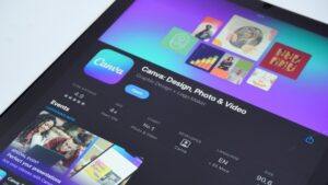 Canva app on a tablet screen.
